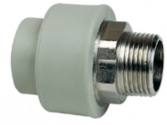 PPR metal over molding pipe fitting mould testing samples pictures brass threaded male adaptor